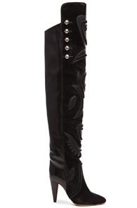 Isabel Marant Becky Thigh High Farrah Leather Boots In Black