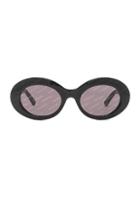Balenciaga Oval Logomania Sunglasses In Black