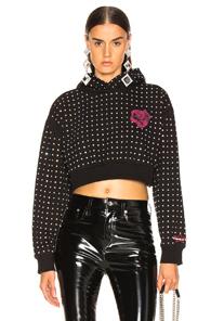 Frankie B Allover Rhinestone Hoodie In Black,floral
