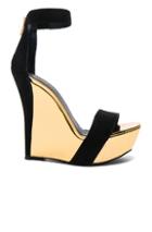 Balmain Suede Samara Platform Heels In Black,metallics