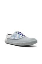 Lanvin Printed Canvas Low Top Sneakers In Blue,gray,abstract