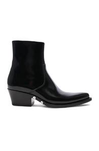 Calvin Klein 205w39nyc Leather Short Western Boots In Black