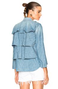Amo Ruffle Army Jacket In Blue
