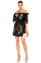 Fendi Embroidered Garden Organza Dress In Black,floral