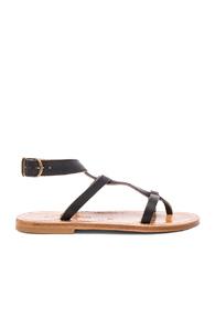 K Jacques Leather Artimon Sandals In Black