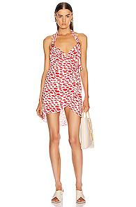 Adriana Degreas Bacio Cross Front Short Dress In Novelty,red