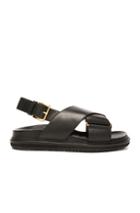 Marni Leather Fussbett Sandals In Black