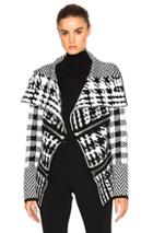 Barbara Bui Zip Cardigan In Black,white,checkered & Plaid