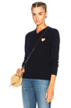 Comme Des Garcons Play V-neck Pullover In Blue