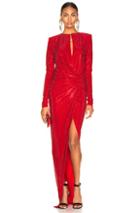 Alexandre Vauthier Embellished Jersey Wrap Gown In Red