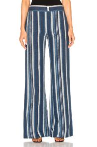 Chloe Striped Canvas Trousers In Blue
