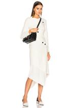 Proenza Schouler Satin Sable Long Sleeve Spiral Midi Dress In White