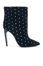 Saint Laurent Crystal Embellished Velvet Freja Boots In Black