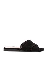 Gianvito Rossi Suede & Satin Flat Sandals In Black