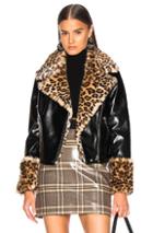 Shrimps Faux Fur & Leather Maisie Jacket In Animal Print,black