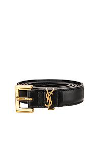 Saint Laurent Monogramme Buckle Belt In Black