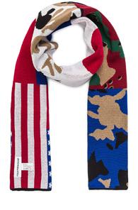 Gosha Rubchinskiy Camo Flag Scarf In Camo,red,stripes,blue