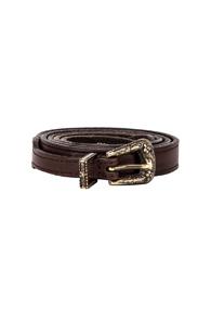 Saint Laurent Thin Western Leather Belt In Brown