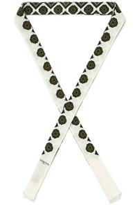 Lanvin Silk Pleated Scarf In White,green,geometric Print