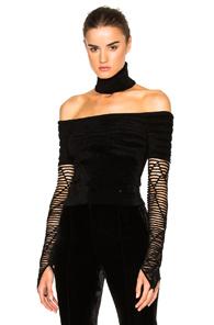 Esteban Cortazar Bare Shoulder Turtleneck Sweater In Black