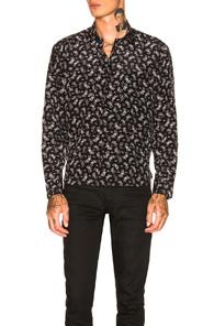 Saint Laurent Motorbikes Shirt In Abstract,black,white
