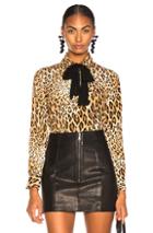 Frame Pussy Bow Blouse In Brown,animal Print