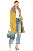 Smythe Midi Louche Coat In Abstract,yellow