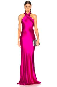 Galvan Silk Pandora Dress In Pink