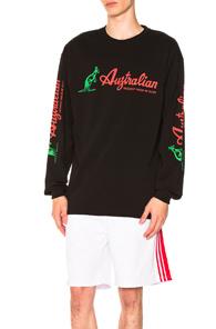 Gcds Australian Long Sleeve Tee In Black