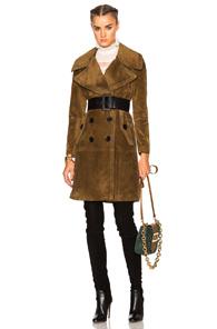 Burberry Prorsum Suede Coat In Brown