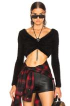 Alexander Wang Cropped Bolo Tie Shirt In Black