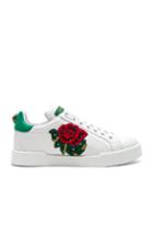 Dolce & Gabbana Sequin Rose Leather Sneaker In White,floral