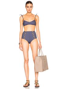 Lisa Marie Fernandez Nicole High Waisted Bikini In Blue