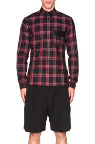 Givenchy Plaid Button Down Shirt In Blac,red,checkered & Plaid