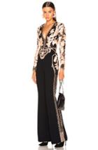 Zuhair Murad Floral Frame Embroidered Jumpsuit In Black,pink,floral