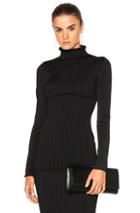 Victoria Beckham Elite Viscose Wide Rib Polo Neck Sweater In Black