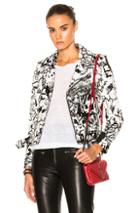 Saint Laurent Special Artiste Project Motorcycle Jacket In Black,white,abstract