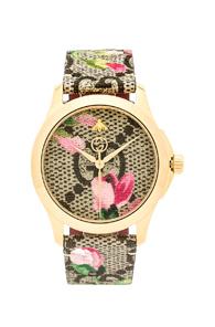 Gucci 38mm G-timeless Floral Print Watch In Floral,brown