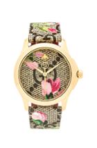Gucci 38mm G-timeless Floral Print Watch In Floral,brown