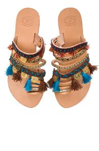 Elina Linardaki Marrakech Leather Sandals In Neutrals,blue