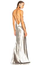 Michelle Mason Bias Maxi Gown In Metallics