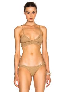 She Made Me Wrap Triangle Bikini Top In Neutrals,brown