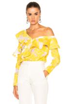 Self-portrait Fil Coupe Frill Shirt In Floral,yellow,white