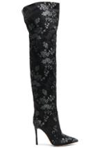 Gianvito Rossi Embroidered Silk Rennes Thigh High Boots In Black,floral