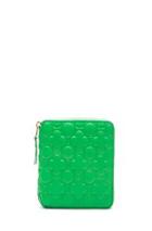 Comme Des Garcons Clover Embossed Zip Fold Wallet In Green,neon