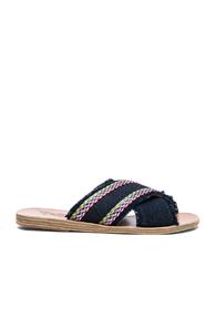 Ancient Greek Sandals Raffia Thais Sandals In Blue