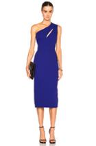 Victoria Beckham Matte Crepe On Shoulder Fitted Cut Out Dress In Blue
