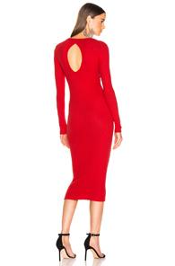 Enza Costa Rib Back Keyhole Midi Dress In Red