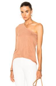 Enza Costa One Shoulder Top In Neutrals
