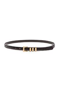 Saint Laurent Croc Embossed Trois Passants Belt In Black,animal Print